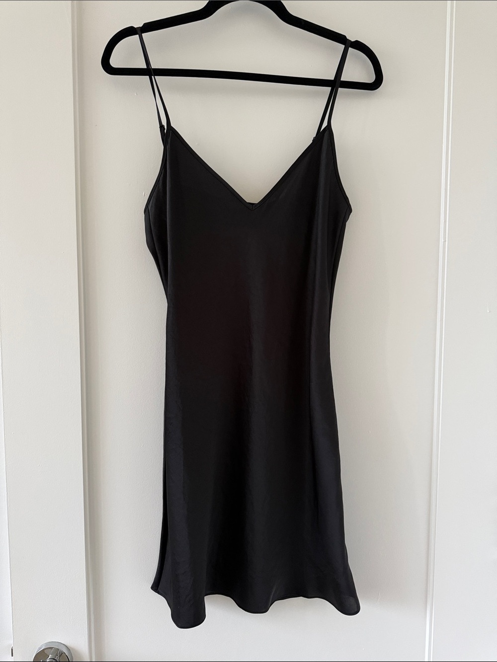 Wilfred Black V-Neck Satin Slip Mini Dress